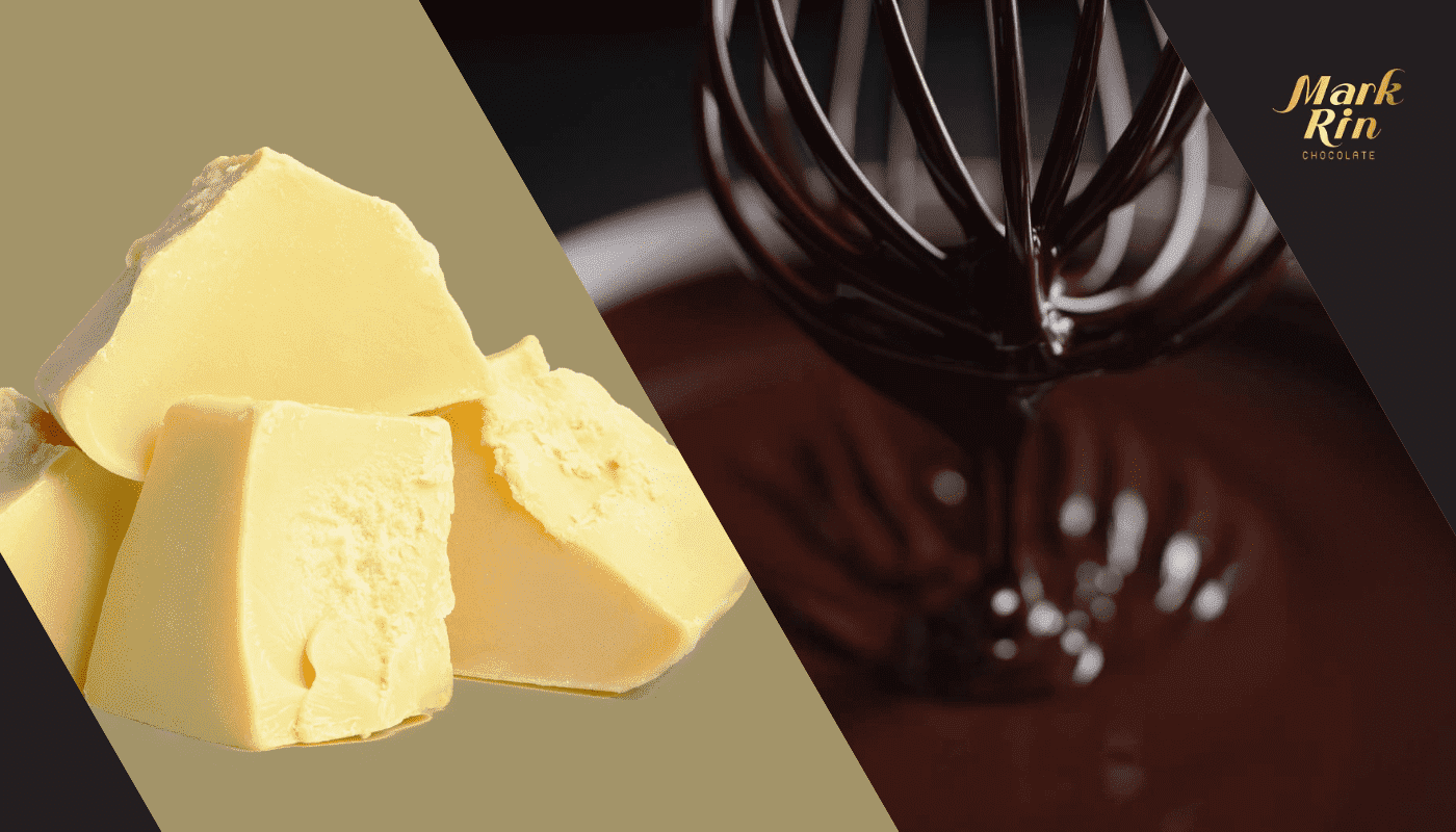 Image of cocoa butter and cocoa mass for make Dark Chocolate